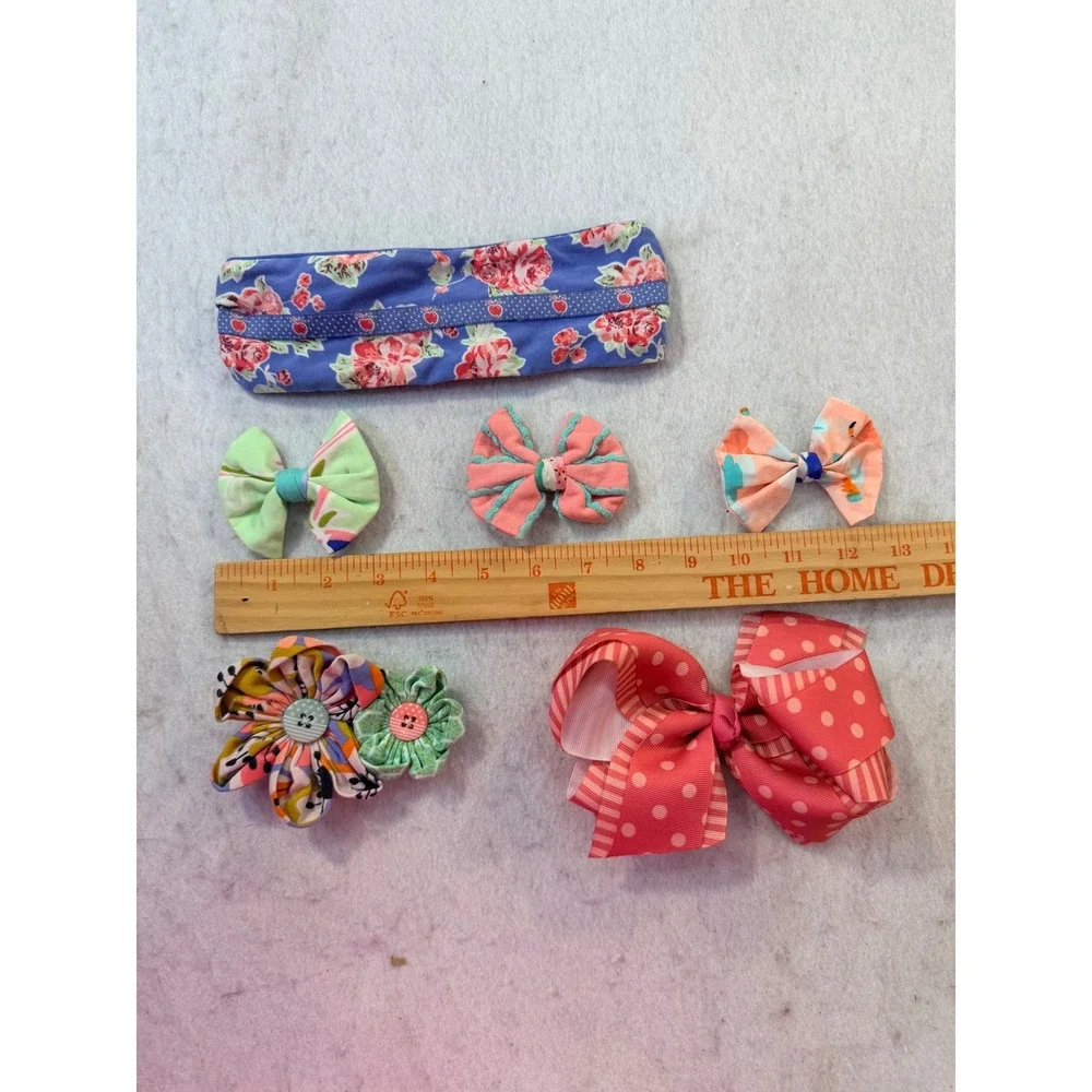 Girls Floral and Polka Dot Hair Accessory Set Headband and Clips 6pc Multi